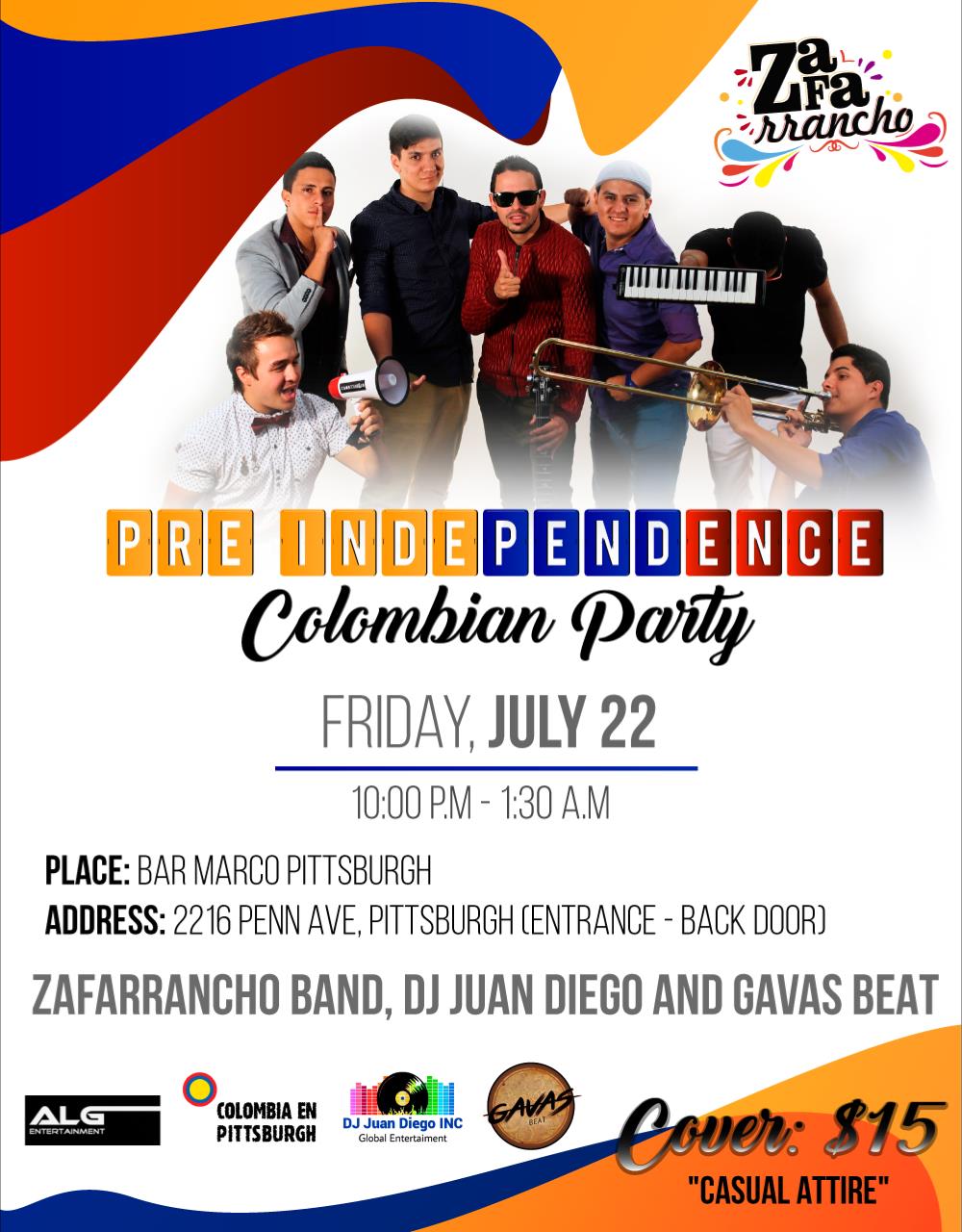 Pre-independence Colombian party! - July 22, 2016 / 10:00 pm - 1:30 am